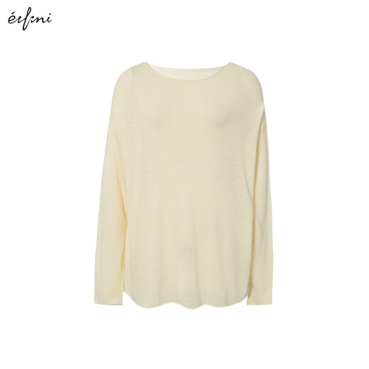 Eifli (eifini) eifli cou rond cou de style lazy lâche paille en tricot à manches longues pour femmes mince pour femmes 2025 Nouveau style crème jaune m 110-125jin [Jin est égal à 0,5 kg]
