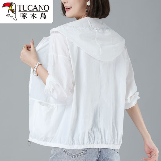 Woodpecker sunscreen clothes for women in summer thin 2025 new fashionable middle-aged mother sunscreen clothes loose large size jacket purple 685# XL suitable for 120-135Jin [Jin equals 0.5 kg]