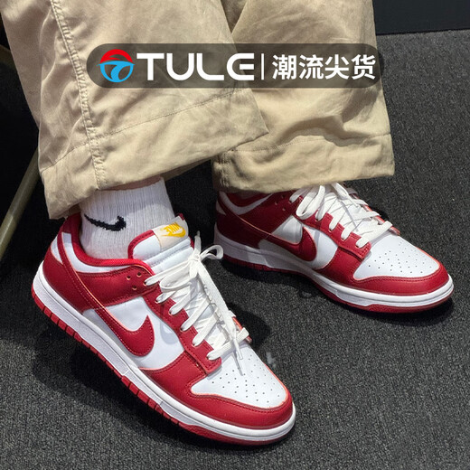 Nike (Nike) Chaussures masculines Dunk Low Retro Sports Chaussures Blancs et Red Trendy Top Lightweight Casual Shoes DD1391-602 44.5
