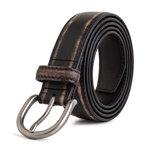Madden Workwear Retro Vegetable Tanned Leather Belt Men's Retro Genuine Leather Belt Single-pin Buckle Trouser Belt Men's Accessories Black Quick-Removal/Color-Rubbing/Waist-Constricting Artifact 115cm Long X 2.9cm Width