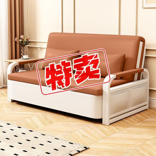 兰亭珑府沙发床一体两用折叠床小户型客厅出租屋收纳单人床多功能布艺沙发 可拆洗猫爪皮白架冰川灰 【0.82米】7cm海绵