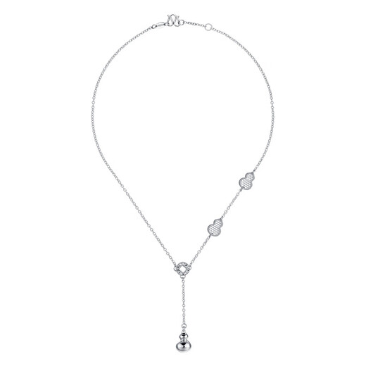Gold Supreme (3DG Jewelery) platinum necklace PT950 modern gourd necklace for women, gift for girlfriend, priced by gram, 40cm-6.81g (including labor cost 531 yuan)