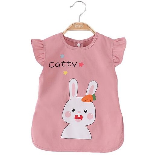 Babero para comer bebés, impermeable y sucio, camisa de bebé delgada, linda piel de conejo en polvo, talla 110 (recomendado para 3-5 años)