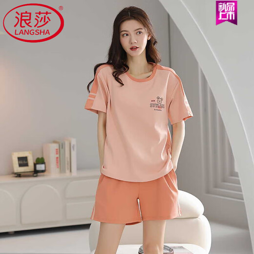 Langsha (Langsha) reines Baumwollsommer-Pyjamas Frauen Pullover Pyjamas Sommer Kurzarmshorts bequem und lässig nach Hause Kleidung Z9856 M [Vorgeschlagen 80-100jin [Jin gleich 0,5 kg] tragen]