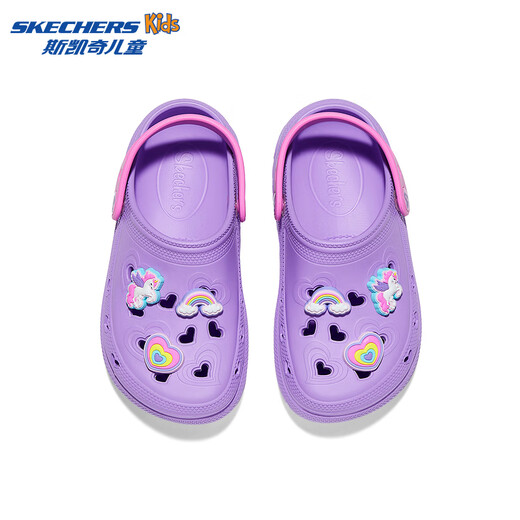Skechers Girls' Slip-On Crocs Fashionable Outerwear Lightweight Hydrophobic Home Non-Slip Casual Light Beach Shoes Lavender/LAV 27.5