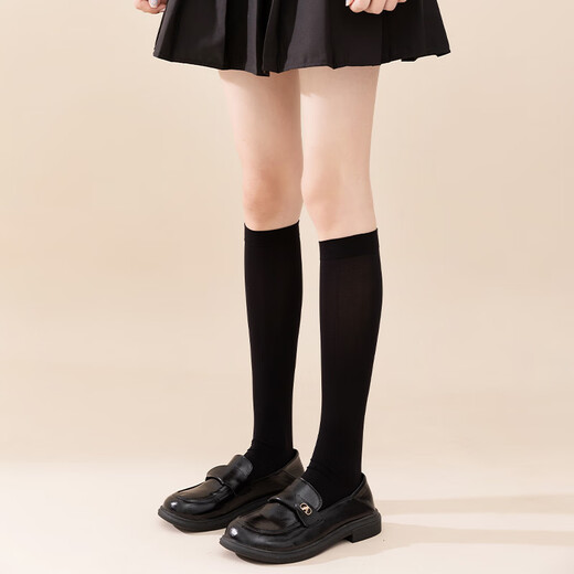 Japanese jk calf socks for women velvet spring and summer over-the-knee stockings pressure socks slimming black lolita socks black half leg + calf + over the knee 1 pair each