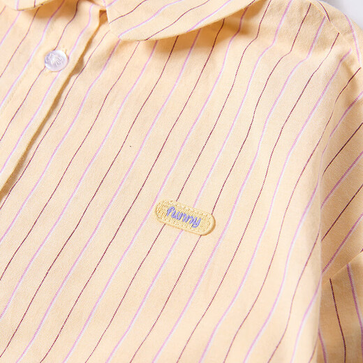 Disha children's clothing girls' shirts 2025 autumn children's versatile plaid shirt girls' tops yellow stripes 160