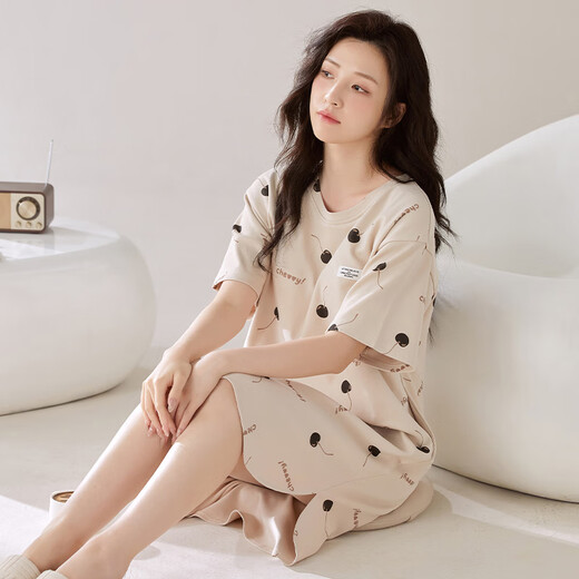 
Summer, baby, show off nightgown for women in summer with breast pads, extra long style to ankle long skirt for delivery, can be worn with a dress with short sleeves pure cotton pajamas X12529 L