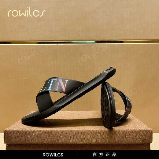 Rowilcs marque haut de gamme de sandales d'été haut de gouttes sandales sandales des pantoufles masculines super confortables à l'extérieur des pantoufles hommes pantoufles pour les lettres colorées 38