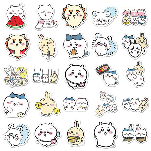 101 Chiikawa-Aufkleber dekorative kleine Muster Jiikawa Xiaoba niedliche Cartoon-Koffer-Aufkleber wasserdichte Dekoration kann unabhängige Schnitt-Schnitt-Druck-Drucken Chiikawa-1079+1319h (101 Aufkleber) sein (101 Aufkleber)