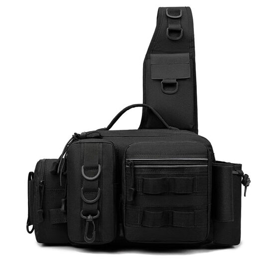 
Multifunctional Luer chest bag large waist bag tactical crossbody fishing fishing bag pole bag outdoor backpack black CP color