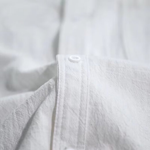 [Chinese Style Trend] Spring and Summer Men's Lines Shirt Loose Cotton and Line Casual Jacket Three-quarter Sleeve White L