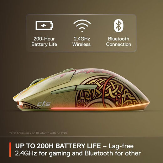 SteelSeries wireless gaming mouse + mouse pad set <Counter-Strike 2> Dragon Legend Edition set is suitable for FPS, action, role-playing game types. The design is based on the legendary skin mouse + mouse pad in <Counter-Strike>