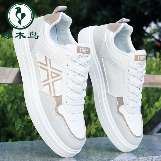 Woodpecker shoes men's autumn new versatile men's sports casual shoes Korean version waterproof wear-resistant student trendy white shoes men Ke 9905 white and black 38