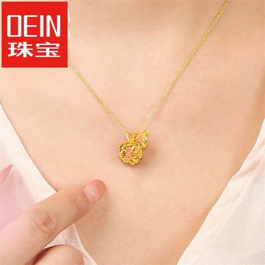 OeinOEIN jewelry Ruyi filigree gourd yellow 18k gold pendant women's fashion color gold necklace pendant default silver necklace