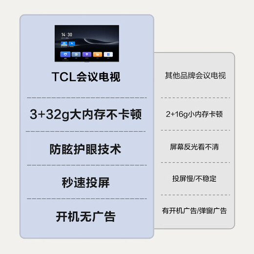 TCL65-inch conference TV tablet all-in-one wireless projection 4K ultra-clear mobile ultra-thin conference room display office home training commercial TV teaching large screen N65A