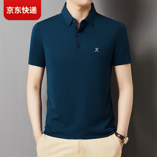 Jinba Brand Herren kurzärmelig T-Shirt Mulberry Silk Summer Casual Lapel Herren-Polo-Hemd [Olive Green] 699 L 175/92a
