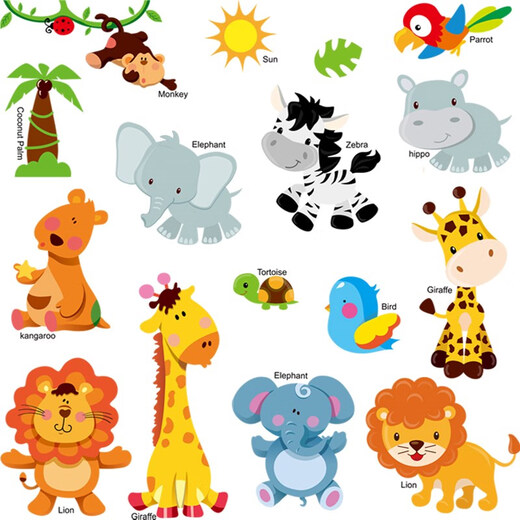 TMJD MISS幼儿园教室窗户贴纸 动物贴纸大号贴画婴儿童看的墙上墙壁画图片 动物贴AM9215、特大