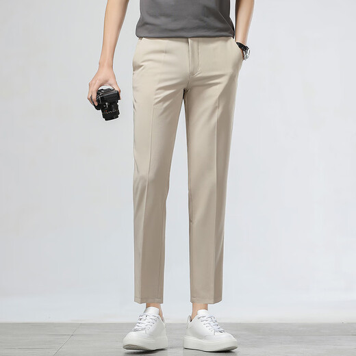 
VERSINOTRSV brand men's trousers men's slim straight cut-out pants casual pants summer thin stretch men's pants khaki 9921-summer thin 29