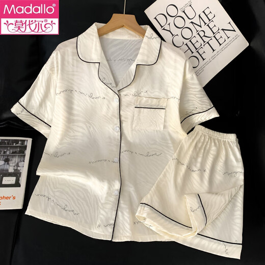 莫代尔韩系感冰丝春夏季薄款睡衣女爱心开衫可外穿家居服女套装 LW-9214# M 【建议80-100斤】