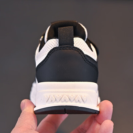 Huili children's shoes, low top mesh panel shoes, small white shoes, boys and girls sports shoes, WZCL1345 white and black 35