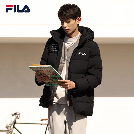 FILA official couple down jacket 2025 winter fashionable casual hooded top warm jacket for men and women