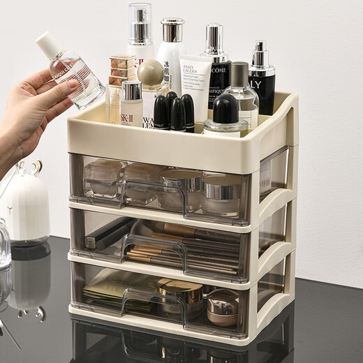 Cosmetic storage box, simple large-capacity drawer style desktop dustproof student dormitory office bedroom ins style four-layer three-drawer style 25.8*19*29cm