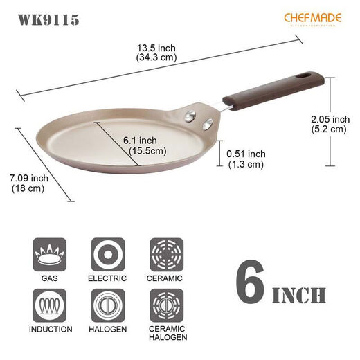 
CHEFMADE Learning Chef 8 inch 6 Pancake Pancake Egg Pancake Fruit Thousand Layer Durian Non-stick Pan 9738 Aluminum Alloy Composite Bottom 8 inch