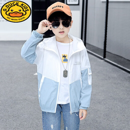 G.DUCKKIDS Children's Sun Protection Clothing Boys 2025 New Medium and Large Children Lightweight Breathable Anti-UV Summer Sun Protection Clothing Jacket Trendy Green 120 cm