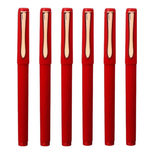 Baoke grande capacité Red Pen 0,5 / 0,7 / 1,0 Étudiant Notes de classe Key Marking Pen Full Syringe Tube / Bullet Head Teacher Correction Homework Pen Correction Correction Correction Multiple Options 3878 Black Pearl Bullet 0.7 Red [6 Packages]