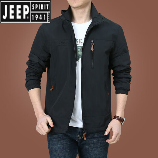 JEEP SPIRIT charge jacket men's spring and autumn men's outdoor American windproof waterproof windbreaker men's autumn sports jacket dark blue 9898 plus velvet 5XL
