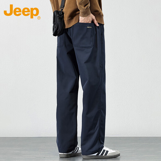 Jeep (JEEP) casual pants for men's spring and autumn trendy loose work pants for men's sports straight men's pants Navy blue XL