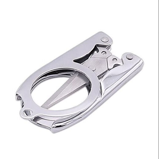 Jewelry foldable small scissors, stainless steel travel scissors, household small scissors, easy to carry, jewelry accessories, folding scissors - large size - 1 piece