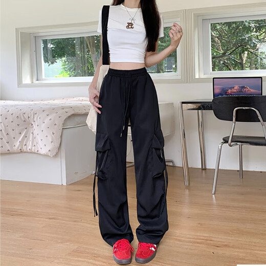 
Multi-pocket casual ice silk work pants for men and women neutral summer outdoor trousers trendy couple casual pants KXW 687 blue [ice silk work pants] M [90-105Jin[Jin equals 0.5 kg]]