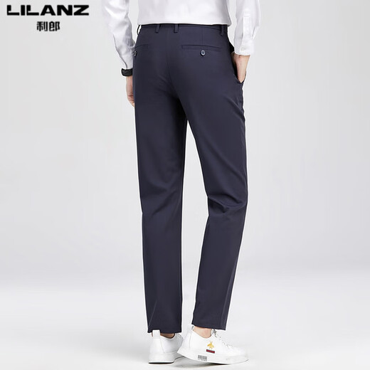 Lilang Silkworm/pantalones casuales de seda para hombre, pantalones largos finos de verano 2025, elásticos, antiarrugas, rectos, sin hierro, negro H9896 29