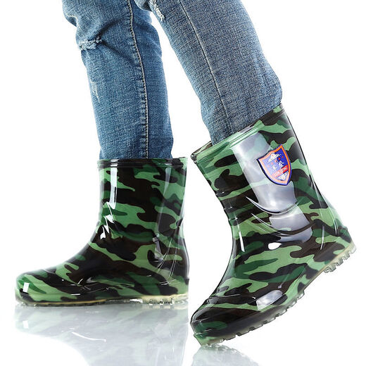 Geufan-Regenschuhe Herren-Rindfleischehne-Stiefel mit mittlerer Karten mit mittlerer Karten mit niedriger Karten-Kurzkarte Anti-Rutsch-Blatt-Blatt-Blatt-Tarnung wasserdicht und kräftig-resistentes Tarnwasserschuhe 9928-Kartenkartenkarten ohne Baumwolle 36 #
