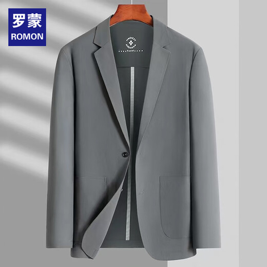 ROMON fashionable men's ice silk suit, light luxury laminated seamless business casual suit jacket spring and summer 24081 navy blue (suit) (ice silk sunscreen thin film M -170 (100-130Jin Jin equals 0.5 kg)
