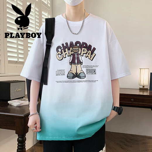 花花公子（PLAYBOY）13初高中学生夏季短袖t恤12-15岁男孩帅气上衣16大童纯|棉半袖体 6169米色(单件T恤) 品质保证 L 建议(98-110)斤左右