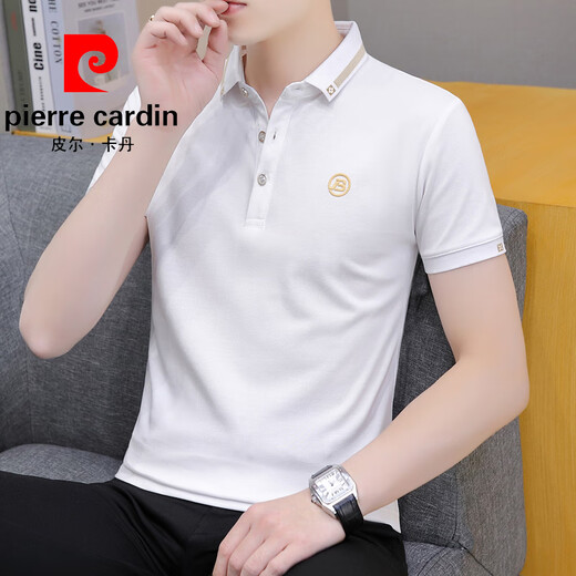 皮尔卡丹（pierre cardin）夏季清凉冰丝高端简约休闲薄款翻领商务棉质短袖t恤男刺绣polo.衫 豆绿色 681款 M 85-斤