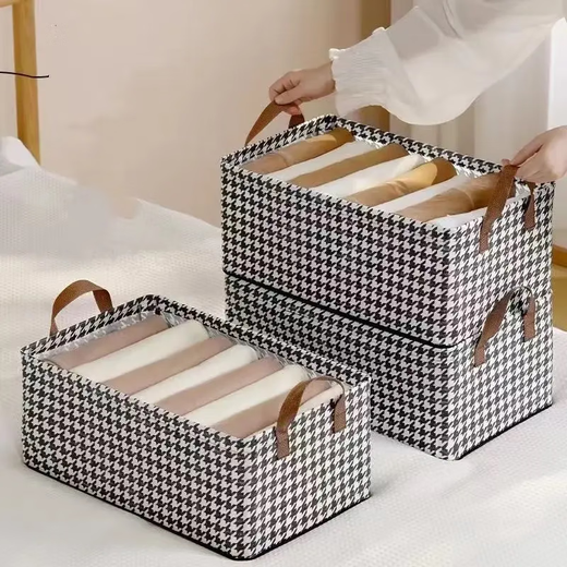 Houndstooth storage box large size hard board pants folding storage box jeans sweater storage artifact storage box 40*28*20cm houndstooth storage box