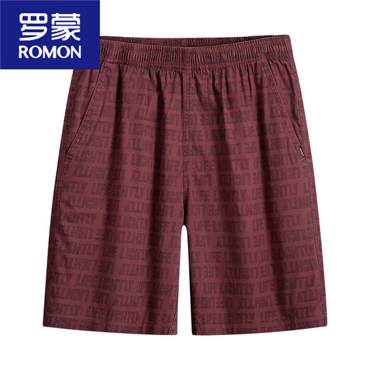 罗蒙（ROMON）夏季薄款中裤宽松5分棉居家沙滩裤中裤外穿休闲短裤男士五分裤 9215深蓝 4XL