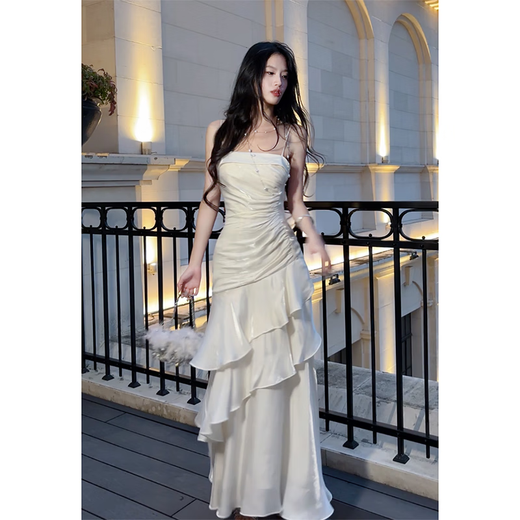 GJFDGood Job Iris Jasmine niche light luxury high-end suspender dress adult ceremony fishtail birthday dress Iris Jasmine long M