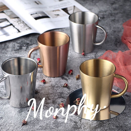 Qinkai 304 Korean stainless steel insulated double-layer drinking cup, anti-scalding and anti-falling beer cup, household children's drinking cup, 304 straight matte small size (180ml)