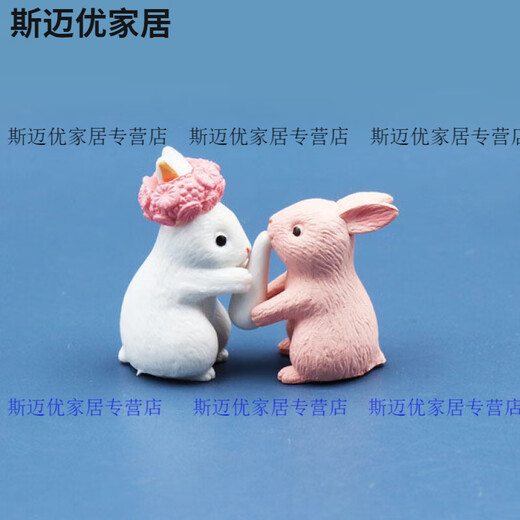 糜岚可爱小兔子仿真迷你小动物塑料模型玩偶卡通微景观摆件过家家 十二个装