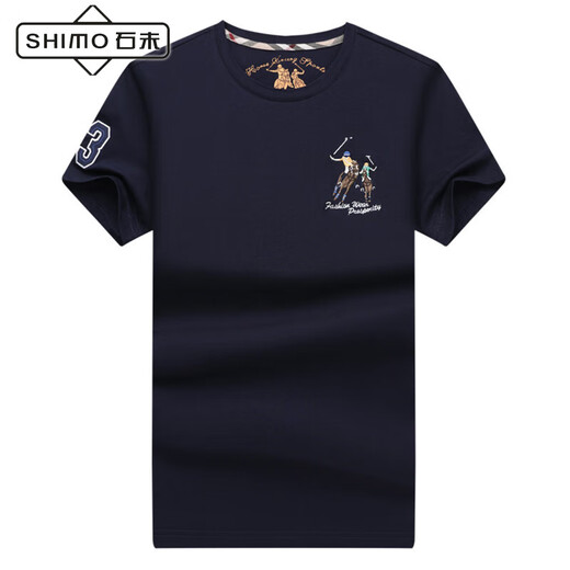 Camiseta de manga corta Shimo Brand SHIMO Camiseta de algodón de algodón de algodón bordado de algodón bordado de cuello redondo bordado de gran tamaño.