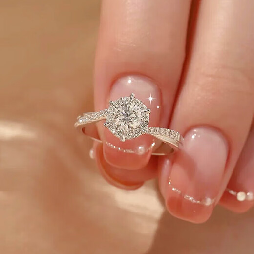 DR diamond ring 1 carat moissanite engagement ring classic sterling silver wedding gift for girlfriend and wife Valentine's Day birthday gift one carat diamond ring - closed (size 8-20)