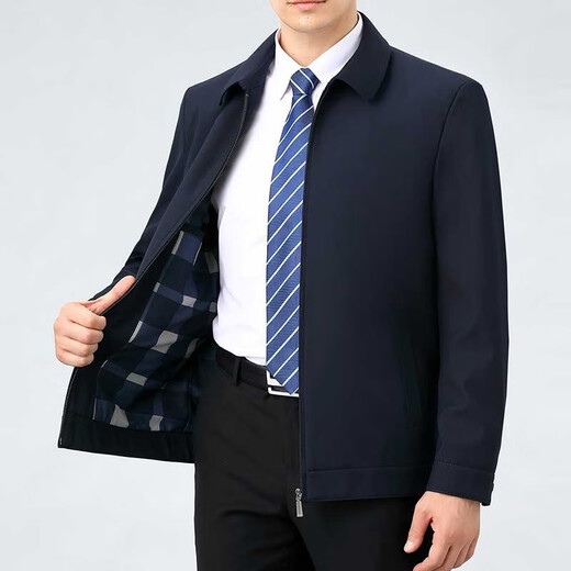 Pier Cardin middle-aged and elderly high-end wool jacket men's spring and autumn new jacket business casual loose dad's suit no iron jacket shirt 2287 lapel buttons - dark blue 2XL (185) - Recommended weight 165-175Jin [Jin equals 0.5 kg]