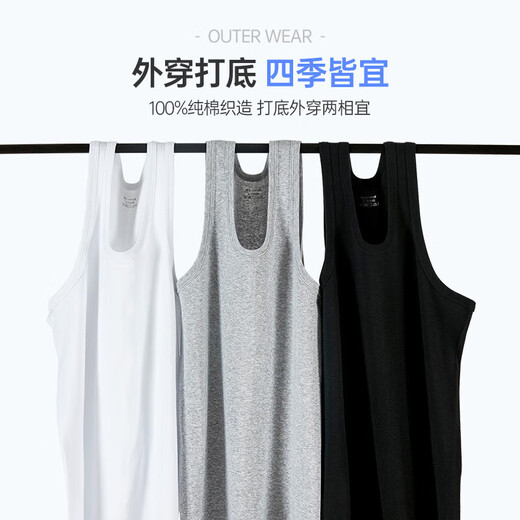 Pure cotton vest Men's summer sports sleeveless slim-fitting inner wear fitness cotton suspender top sweatshirt Gray 3XL Recommended 160-180Jin Jin equals about 0.5 kg