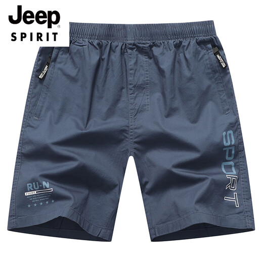JEEP SPIRIT夏季男士五分休闲短裤男大码纯棉宽松裤子运动直筒薄款沙滩裤男裤 豆绿/9215  印花款 L -135斤