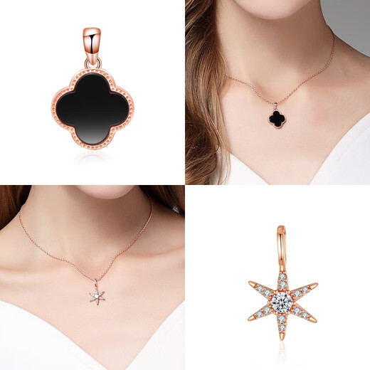 Fat Donglai same style 18k gold pendant single pendant single silver necklace for women without chain plated 18K rose gold color silver color gold Sansheng with apricot diamond-rose gold
